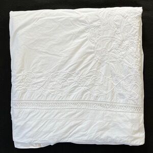 Ralph Lauren HOPE CHEST BORDER Full/Queen Duvet Comforter Cover White Embroidery